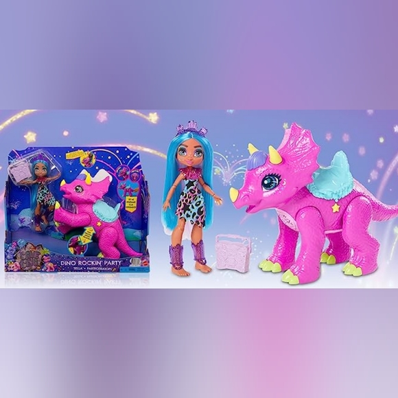 Cave Club Dino Rockin' Party Tella and Partysaurus Brand New In Box LAST ONE - Picture 2 of 6